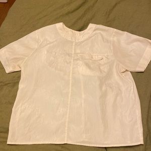 90s vintage cream textured lightweight blouse